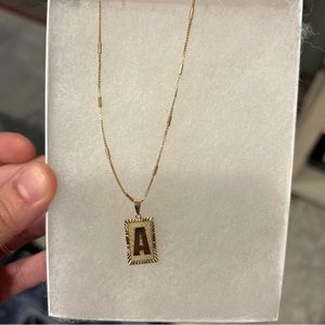 gold personalized dainty initial necklace , pendant necklace 18k gold plated.